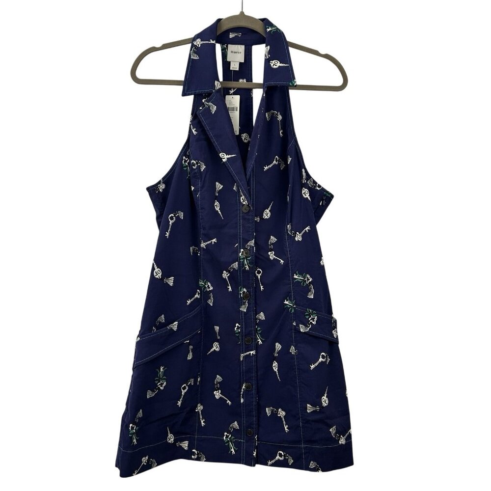 Maeve Anthropologie Women’s Large The Amelia Navy Collared Mini Dress NWT $148 - Picture 11 of 16